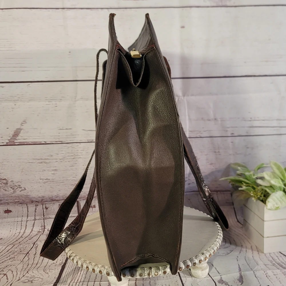 Vintage Tano of Spain Large Brown Leather Tote Bag